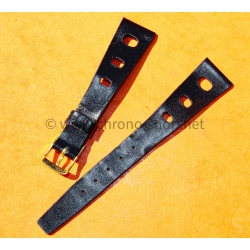 Vintage 1970s military-style pilot watch strap 18/12mm in patinated black faux leather strong vintage character