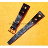Vintage 1970s military-style pilot watch strap 18/12mm in patinated black faux leather strong vintage character