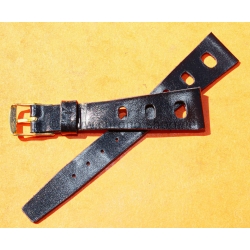 Vintage 1970s military-style pilot watch strap 18/12mm in patinated black faux leather strong vintage character