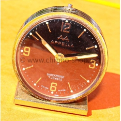 Rare Vintage 60s APPELLA Miniature Travel Alarm Clock 7 Jewels Swiss Made Working