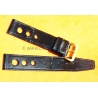 Vintage 1970s military-style pilot watch strap 18/16mm in patinated black faux leather strong vintage character