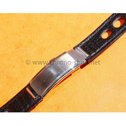 VINTAGE BRACELET CORFAM RACING RALLY CUIR VEAU NOIR 16mm BOULE EXPANDRO MONTRES HEUER,BREITLING,IWC
