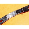 VINTAGE BRACELET CORFAM RACING RALLY CUIR VEAU NOIR 16mm BOULE EXPANDRO MONTRES HEUER,BREITLING,IWC