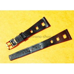 Vintage 1970s military-style pilot watch strap 20mm in patinated black faux leather strong vintage character