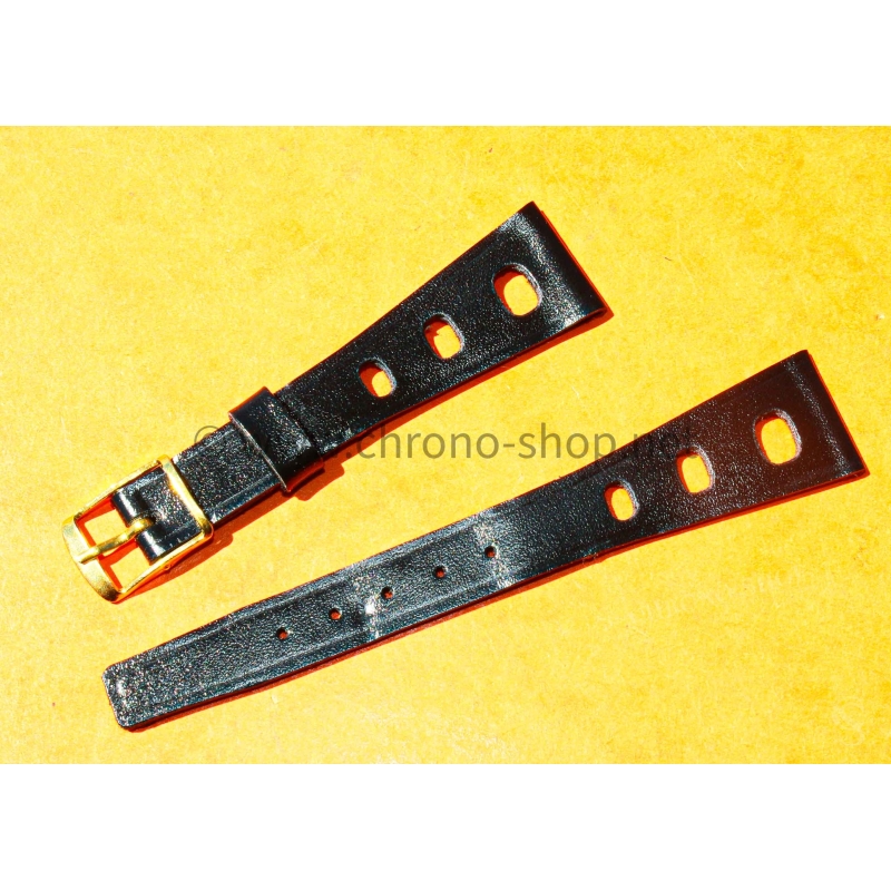 Vintage 1970s military-style pilot watch strap 20mm in patinated black faux leather strong vintage character