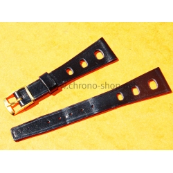 Vintage 1970s military-style pilot watch strap 20mm in patinated black faux leather strong vintage character