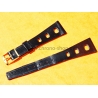 Vintage 1970s military-style pilot watch strap 20mm in patinated black faux leather strong vintage character
