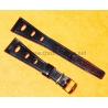 Vintage 1970s military-style pilot watch strap 20mm in patinated black faux leather strong vintage character