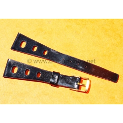 Vintage 1970s military-style pilot watch strap 20mm in patinated black faux leather strong vintage character