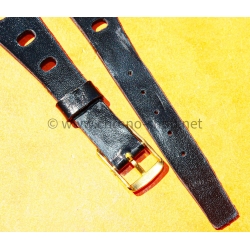 Vintage 1970s military-style pilot watch strap 20mm in patinated black faux leather strong vintage character