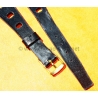 Vintage 1970s military-style pilot watch strap 20mm in patinated black faux leather strong vintage character