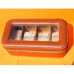 Vintage watch box case tobacco-brown leather style 4 slots watch presentation/storage vintage watches