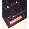 Tudor sports towel accessory in black viscose,featuring Tudor Pro Cycling Team branding