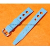 BRACELET RALLY BRACELET RACING PERFORÉ VINTAGE STYLE CUIR BLEU TRURQUOISE 14mm MONTRES VINTAGE