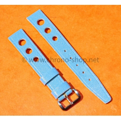 BRACELET RALLY BRACELET RACING PERFORÉ VINTAGE STYLE CUIR BLEU TRURQUOISE 14mm MONTRES VINTAGE
