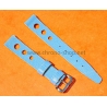 BRACELET RALLY BRACELET RACING PERFORÉ VINTAGE STYLE CUIR BLEU TRURQUOISE 14mm MONTRES VINTAGE