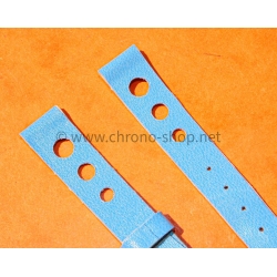 Vintage 14mm racing-style leather watch strap bracelet rallye Turquoise perforations
