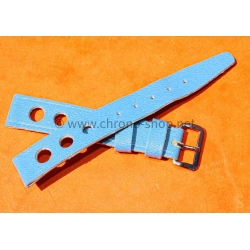 Vintage 14mm racing-style leather watch strap bracelet rallye Turquoise perforations