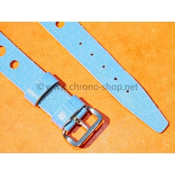 Vintage 14mm racing-style leather watch strap bracelet rallye Turquoise perforations