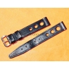 BRACELET RALLY BRACELET RACING PERFORÉ VINTAGE STYLE CUIR COULEUR NOIR 14mm MONTRES VINTAGE DAMES