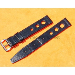 BRACELET RALLY BRACELET RACING PERFORÉ VINTAGE STYLE CUIR COULEUR NOIR 14mm MONTRES VINTAGE DAMES