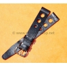 BRACELET RALLY BRACELET RACING PERFORÉ VINTAGE STYLE CUIR COULEUR NOIR 14mm MONTRES VINTAGE DAMES