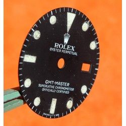 Vintage Rolex 16750 cadran noir mate tritium patiné GMT MASTER cal auto 3075 