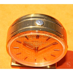 Rare Vintage 60s APPELLA Miniature Travel Alarm Clock 7 Jewels Swiss Made Working Beige dial
