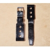 Vintage 1970s military-style pilot watch strap 20/14mm in patinated black faux leather strong vintage character