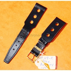 Vintage 1970s military-style pilot watch strap 20/14mm in patinated black faux leather strong vintage character