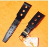 Vintage 1970s military-style pilot watch strap 20/14mm in patinated black faux leather strong vintage character