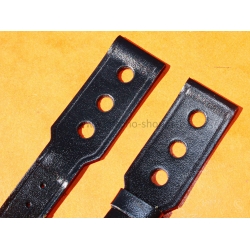 Vintage 1970s military-style pilot watch strap 20/14mm in patinated black faux leather strong vintage character