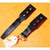 Vintage 1970s military-style pilot watch strap 20/14mm in patinated black faux leather strong vintage character