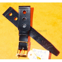 Vintage 1970s military-style pilot watch strap 20/14mm in patinated black faux leather strong vintage character