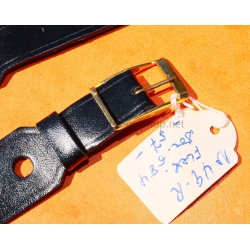 Vintage 1970s military-style pilot watch strap 20/14mm in patinated black faux leather strong vintage character