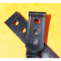 Vintage 1970s military-style pilot watch strap 20/14mm in patinated black faux leather strong vintage character