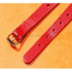 Genuine Ladies leather Red color Racing Rally strap 10mm lugs Swiss watch strap bracelet 1970s