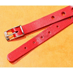 Genuine Ladies leather Red color Racing Rally strap 10mm lugs Swiss watch strap bracelet 1970s
