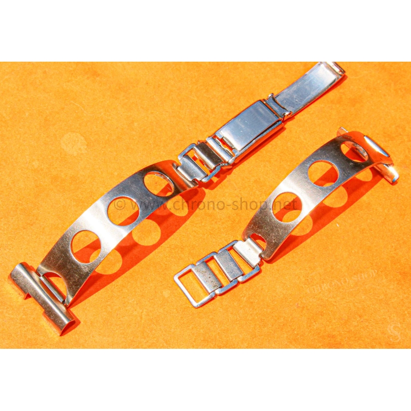 Watch bracelet Stretch Elastic Ladies 16mm Perforated vintage rally,Serge Gainsbourg,racing steel bracelet