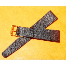 Vintage 1970s military-style pilot watch strap 20/16mm in patinated black faux leather strong vintage character