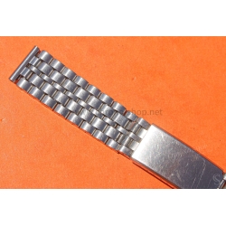 Vintage 70s bracelet 18mm flat folded links watch Steel band Omega,IWC,Enicar,Tissot,Jaeger,Breitling