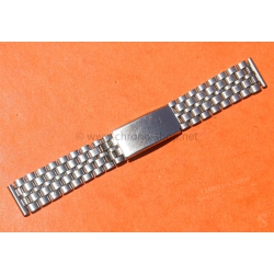 Vintage 70s bracelet 18mm flat folded links watch Steel band Omega,IWC,Enicar,Tissot,Jaeger,Breitling