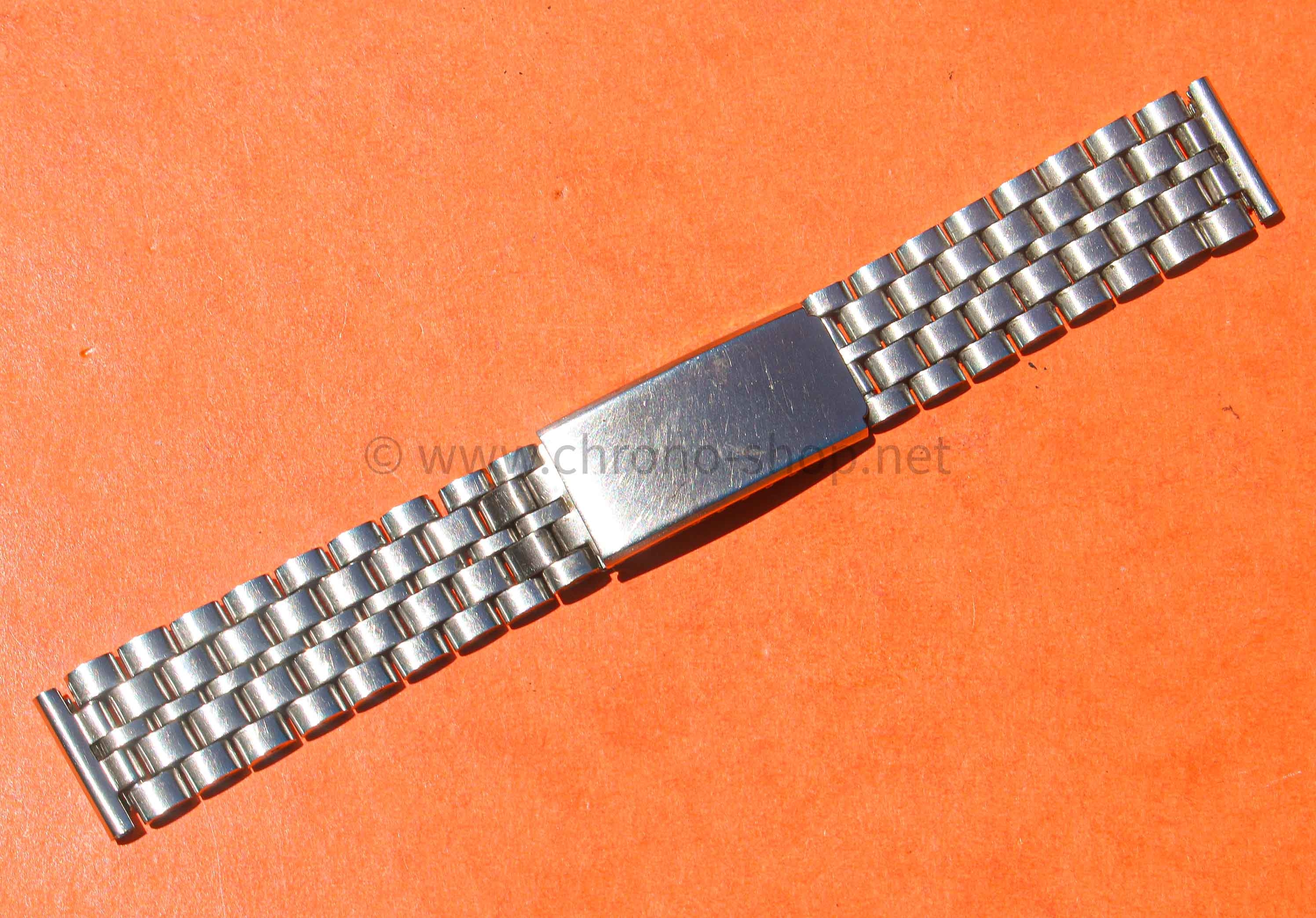 Vintage 70s bracelet 18mm flat folded links watch Steel band Omega