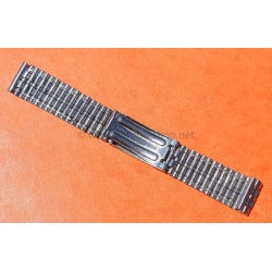 Vintage 70s bracelet 18mm flat folded links watch Steel band Omega,IWC,Enicar,Tissot,Jaeger,Breitling