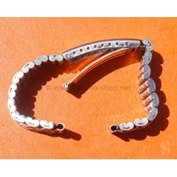 Vintage 70s bracelet 18mm flat folded links watch Steel band Omega,IWC,Enicar,Tissot,Jaeger,Breitling