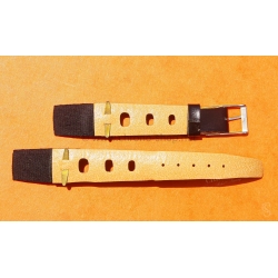 Vintage watch strap 1970s military-style pilot 18mm in patinated black faux leather strong vintage character