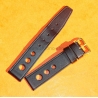Vintage watch strap 1970s military-style pilot 18mm in patinated black faux leather strong vintage character