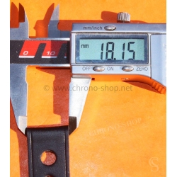 Vintage watch strap 1970s military-style pilot 18mm in patinated black faux leather strong vintage character
