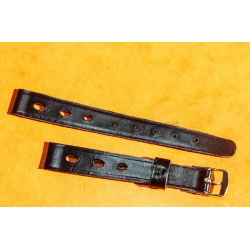 Ladies leather style black color Racing Rally strap 12mm lugs Swiss watch strap bracelet 1970s