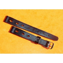 Ladies leather style black color Racing Rally strap 12mm lugs Swiss watch strap bracelet 1970s